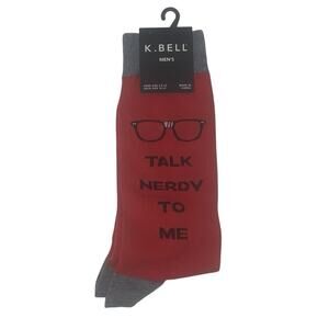 K.BELL Men's "talk nerdy to me" Novelty Crew socks